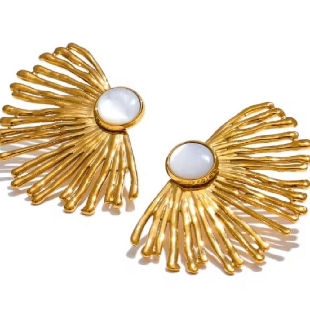 Elegant Gold Sunburst Earrings